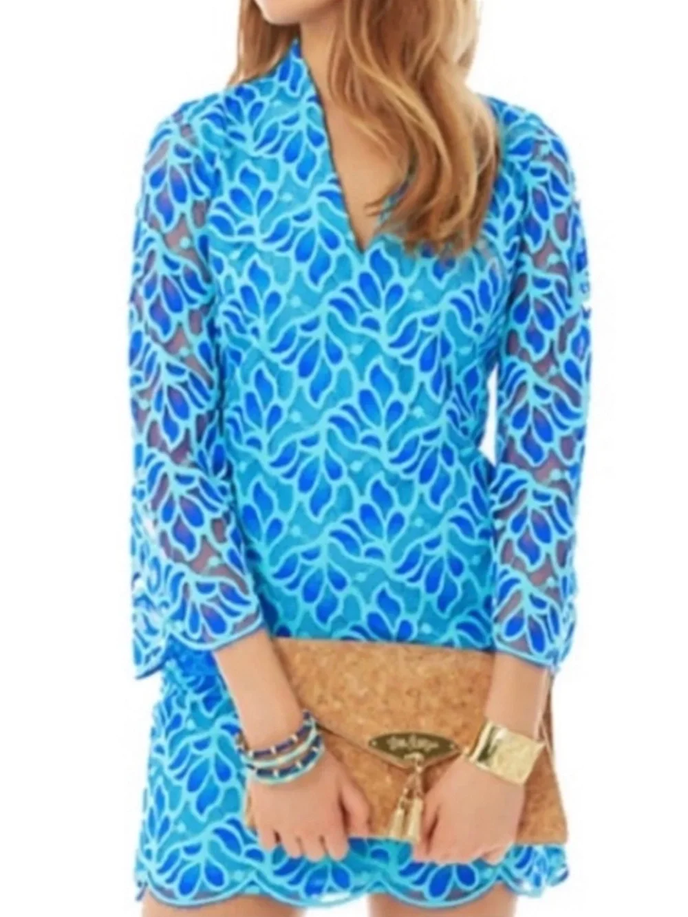 Lilly Pulitzer Devina Brewster Blue Light Flora Lace Shift Dress Size 6 - Picture 1 of 6